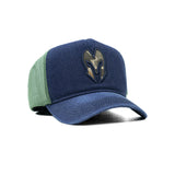 HEAD GEAR NAVY BLUE GREEN DENIM TRUCKER CAP
