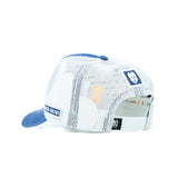 HEAD GEAR BLUE WHITE DENIM TRUCKER CAP