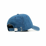 HEAD GEAR WASHED DENIM METAL PATCH RIPPED CAP - BLUE
