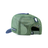 HEAD GEAR NAVY BLUE GREEN DENIM TRUCKER CAP