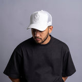 HEAD GEAR WHITE SUPER SUEDE TRUCKER CAP