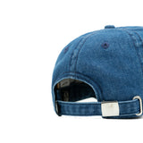 HEAD GEAR WASHED DENIM METAL PATCH RIPPED CAP - BLUE