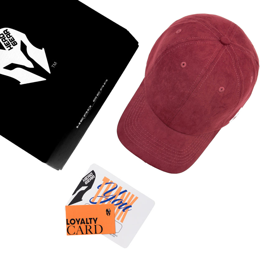 HEAD GEAR SOLID DARK RED SUEDE CAP