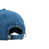 HEAD GEAR WASHED DENIM METAL PATCH RIPPED CAP - BLUE