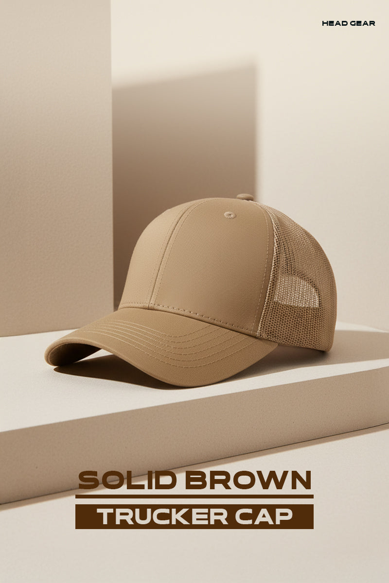 HEAD GEAR SOLID BROWN TRUCKER CAP