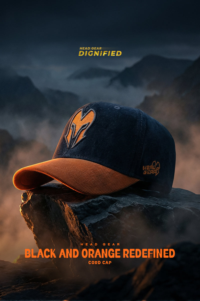 HEAD GEAR BLACK AND ORANGE REDEFINED CORD CAP