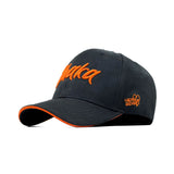 HEAD GEAR DHAKA BLACK WITH ORANGE SANDWICH SUEDE CAP