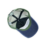 HEAD GEAR NAVY BLUE GREEN DENIM TRUCKER CAP