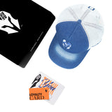 HEAD GEAR BLUE WHITE DENIM TRUCKER CAP