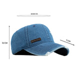 HEAD GEAR WASHED DENIM METAL PATCH RIPPED CAP - BLUE