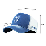 HEAD GEAR BLUE WHITE DENIM TRUCKER CAP