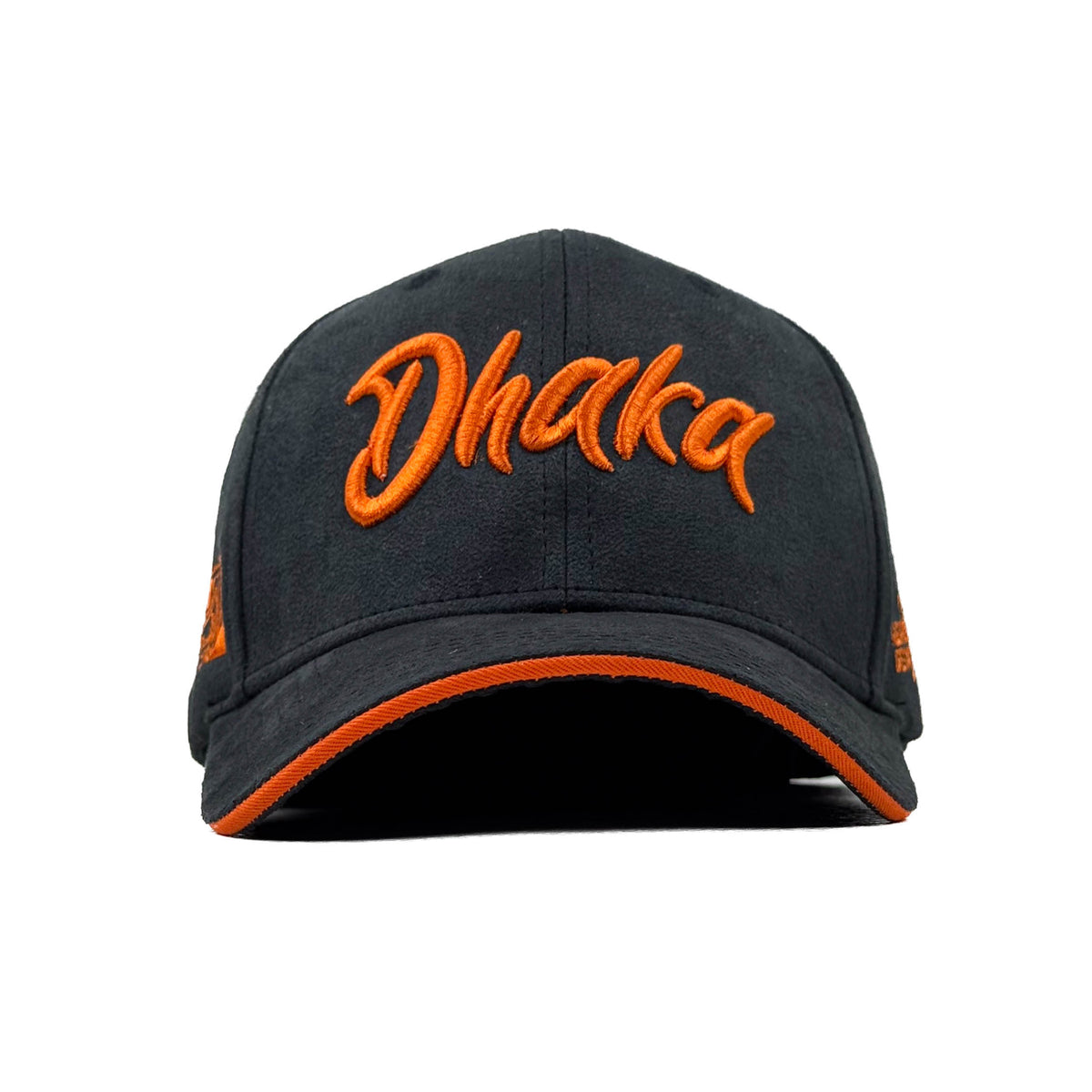 HEAD GEAR DHAKA BLACK WITH ORANGE SANDWICH SUEDE CAP