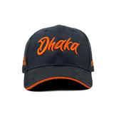 HEAD GEAR DHAKA BLACK WITH ORANGE SANDWICH SUEDE CAP