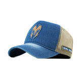 HEAD GEAR BLUE BROWN DENIM TRUCKER CAP
