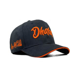 HEAD GEAR DHAKA BLACK WITH ORANGE SANDWICH SUEDE CAP