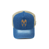 HEAD GEAR BLUE BROWN DENIM TRUCKER CAP