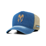 HEAD GEAR BLUE BROWN DENIM TRUCKER CAP