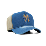 HEAD GEAR BLUE BROWN DENIM TRUCKER CAP