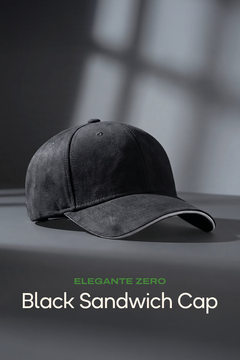 HEAD GEAR ELEGANTE ZERO BLACK SANDWICH CAP (NO LOGO)
