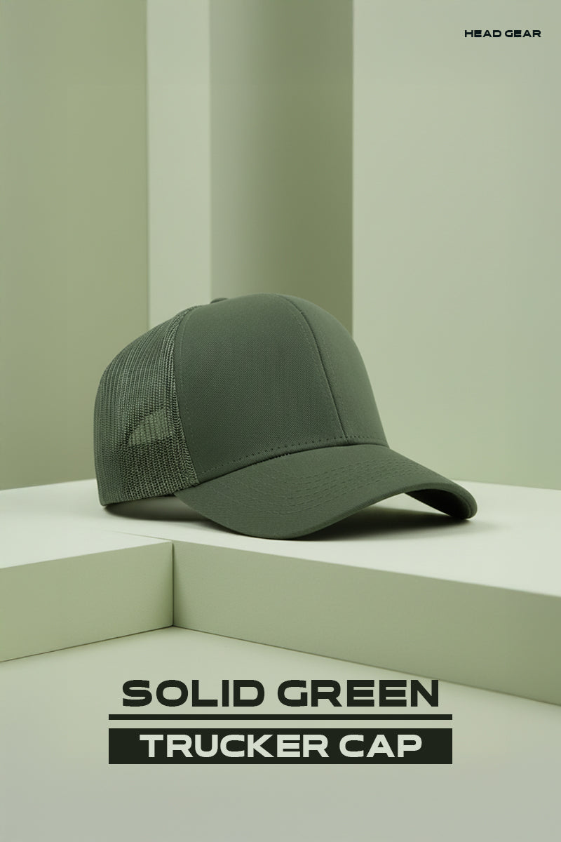 HEAD GEAR SOLID GREEN TRUCKER CAP