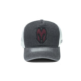 HEAD GEAR CHARCOAL WHITE DENIM TRUCKER CAP