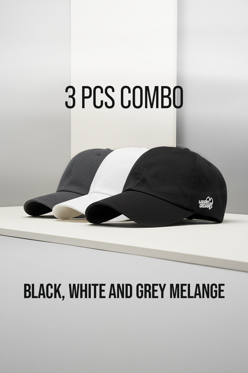 3 PCS COMBO OF BLACK, WHITE AND GREY MELANGE