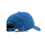 HEAD GEAR WASHED DENIM METAL PATCH RIPPED CAP - DARK BLUE