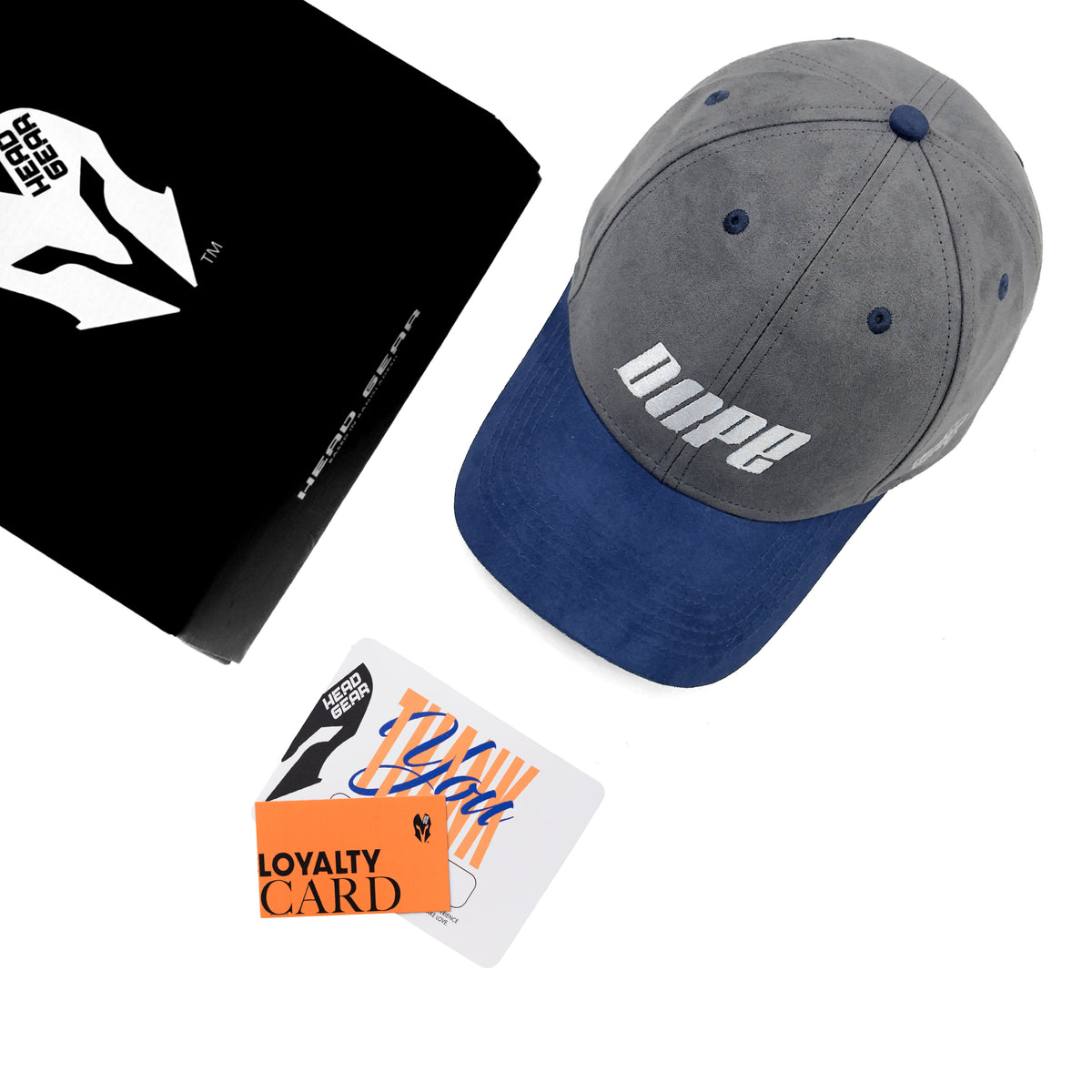 HEAD GEAR DOPE GREY AND NAVY BLUE CAP