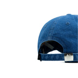 HEAD GEAR WASHED DENIM METAL PATCH RIPPED CAP - DARK BLUE