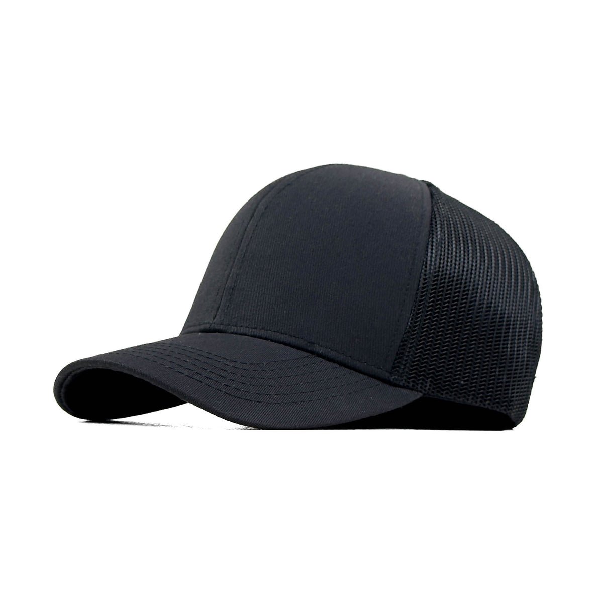 HEAD GEAR SOLID BLACK TRUCKER CAP
