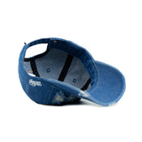HEAD GEAR WASHED DENIM METAL PATCH RIPPED CAP - DARK BLUE