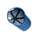 HEAD GEAR WASHED DENIM METAL PATCH RIPPED CAP - DARK BLUE