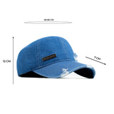 HEAD GEAR WASHED DENIM METAL PATCH RIPPED CAP - DARK BLUE