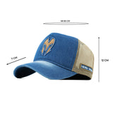 HEAD GEAR BLUE BROWN DENIM TRUCKER CAP