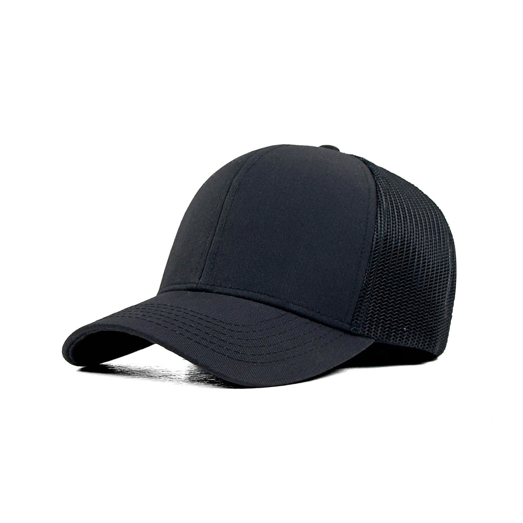 HEAD GEAR SOLID BLACK TRUCKER CAP