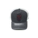 HEAD GEAR CHARCOAL WHITE DENIM TRUCKER CAP