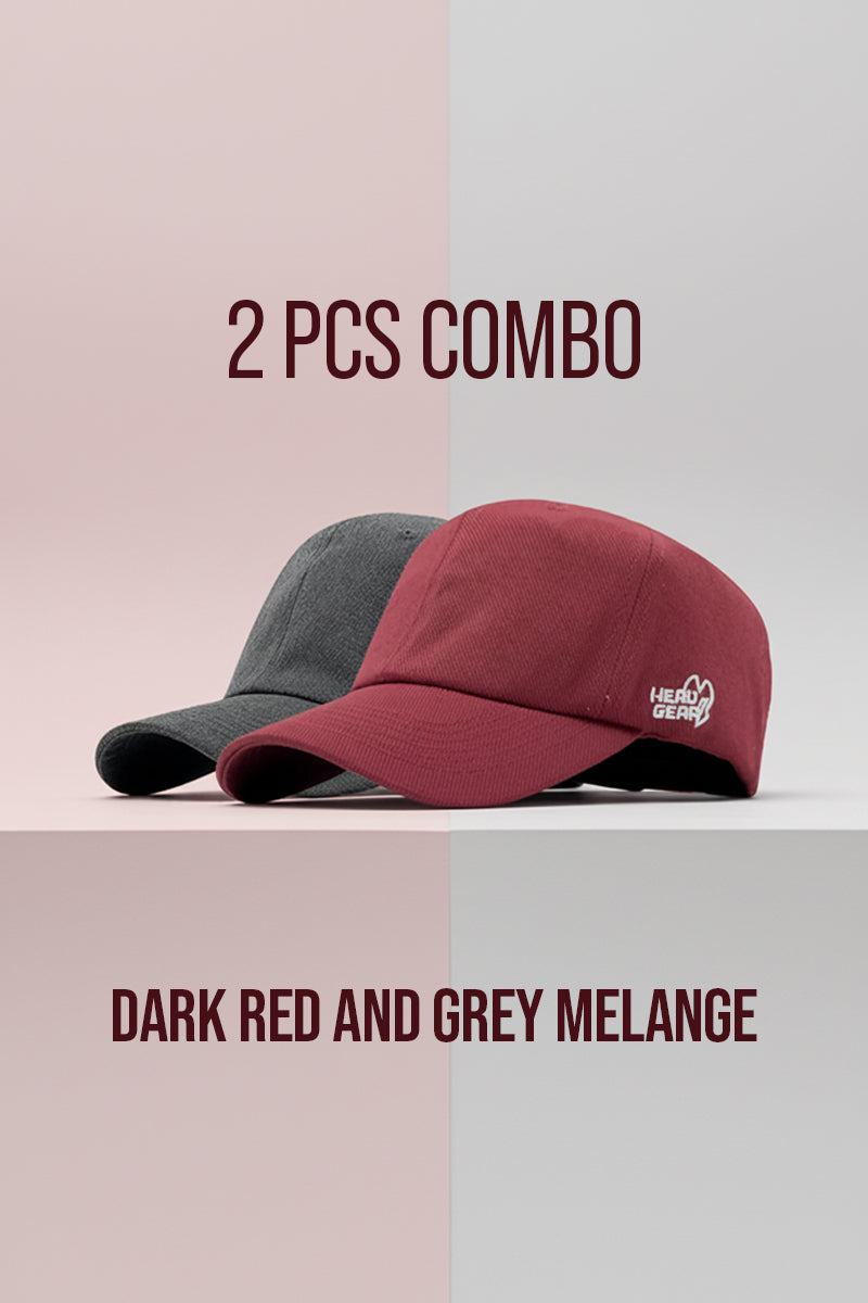 2 PCS COMBO OF GREY MELANGE AND DARK RED