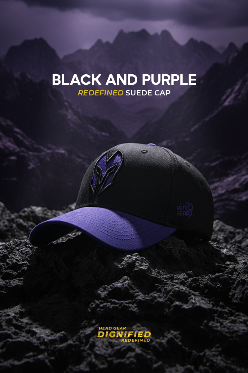 HEAD GEAR BLACK AND PURPLE REDEFINED SUEDE CAP