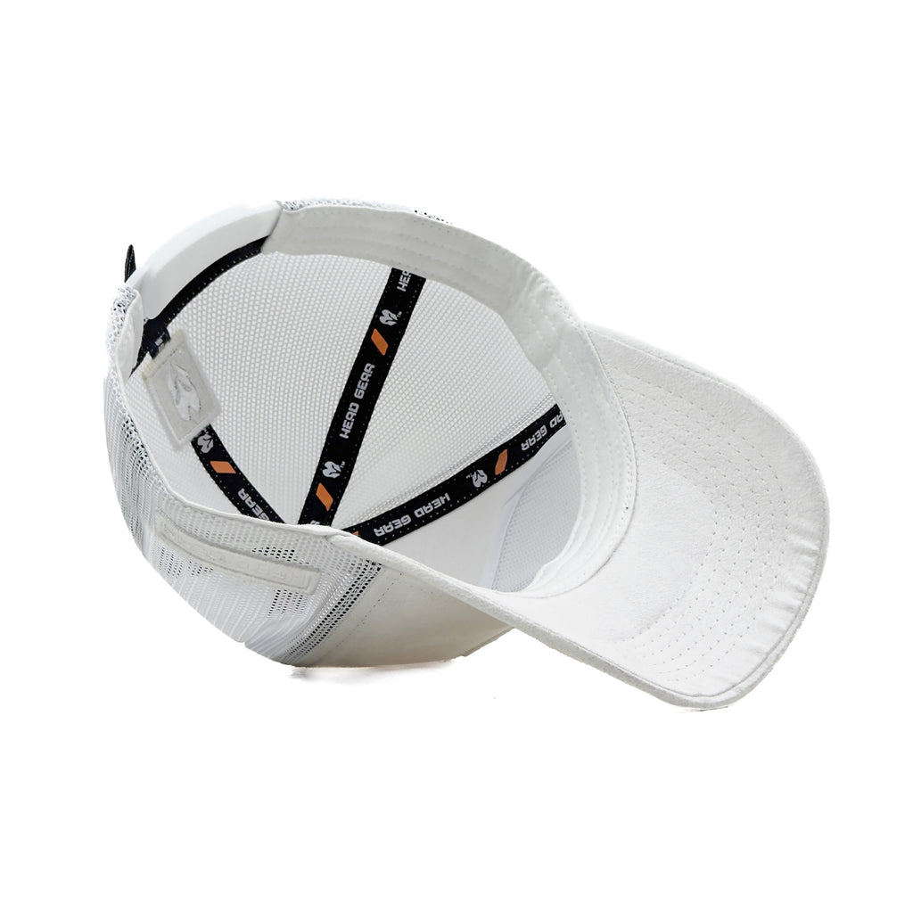 HEAD GEAR WHITE SUPER SUEDE TRUCKER CAP