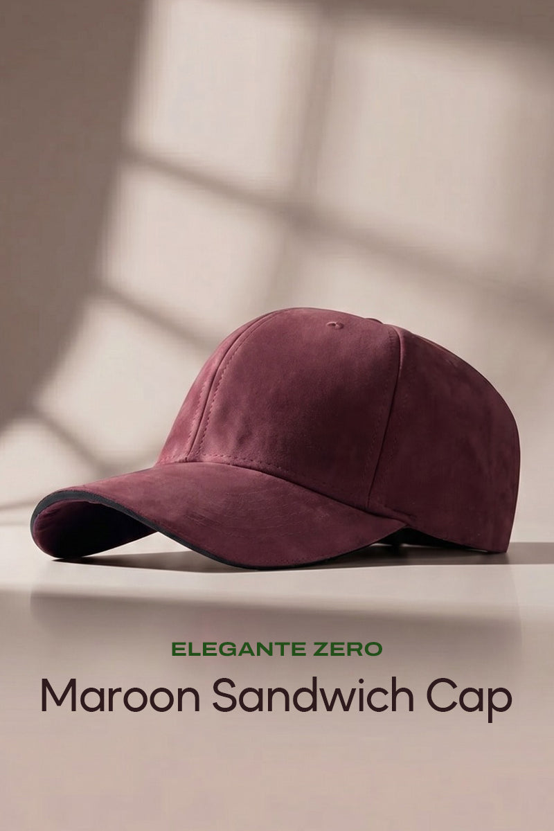 HEAD GEAR ELEGANTE ZERO MAROON SANDWICH CAP (NO LOGO)