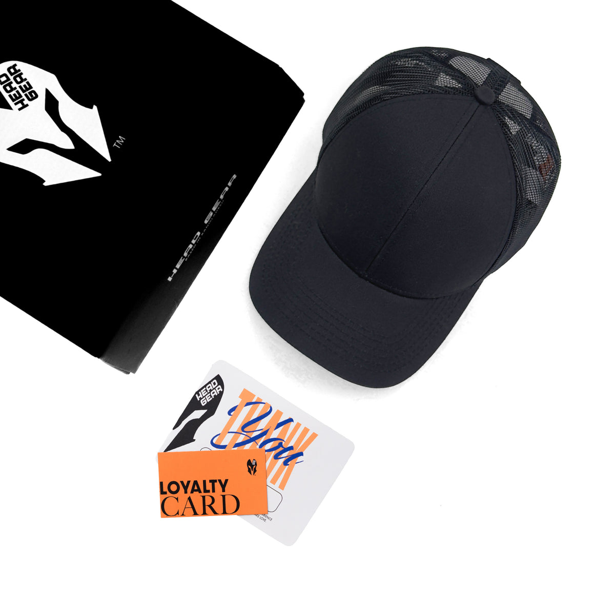 HEAD GEAR SOLID BLACK TRUCKER CAP