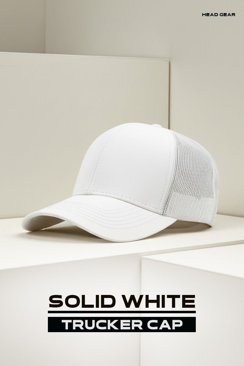 HEAD GEAR SOLID WHITE TRUCKER CAP