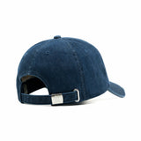 HEAD GEAR WASHED DENIM METAL PATCH RIPPED CAP - DARK NAVY BLUE