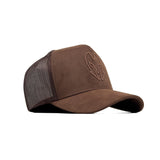 HEAD GEAR DARK CHOCOLATE SUPER SUEDE TRUCKER CAP