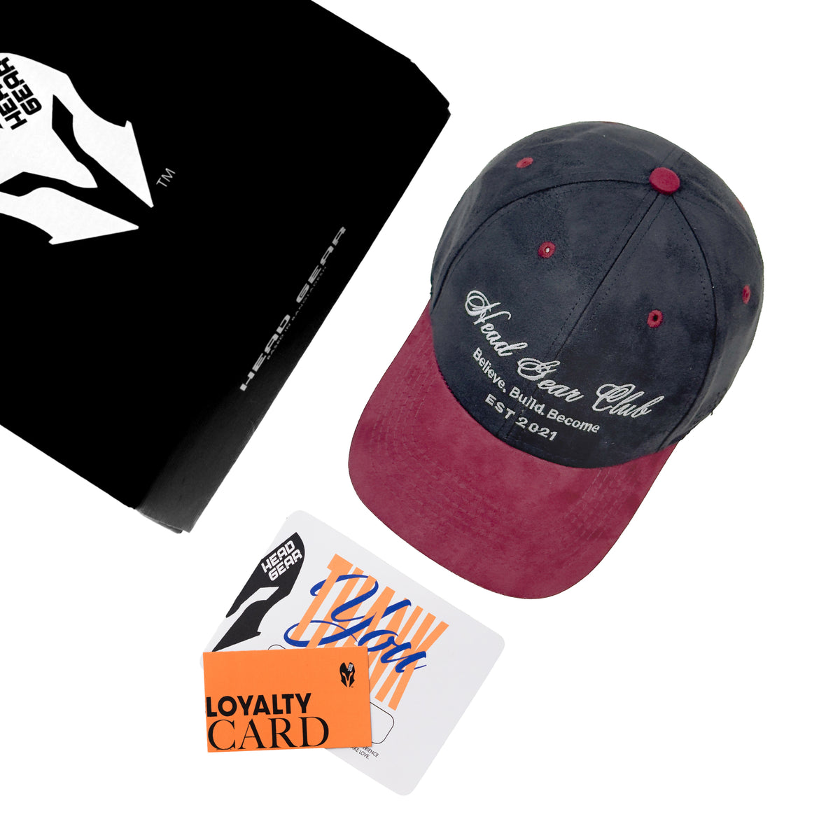 HEAD GEAR BELIEVE CLUB CAP - BLACK & BURGUNDY