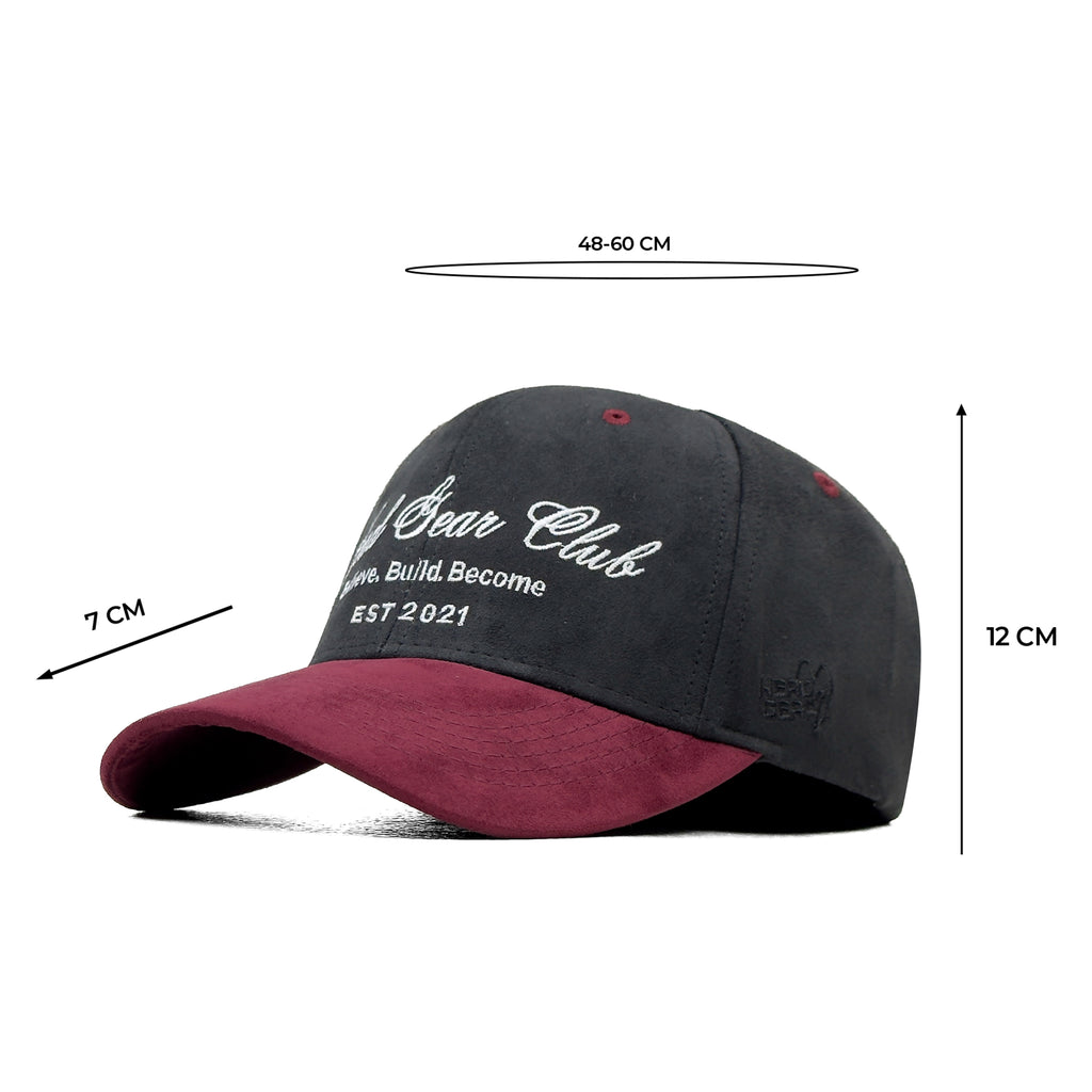 HEAD GEAR BELIEVE CLUB CAP - BLACK & BURGUNDY