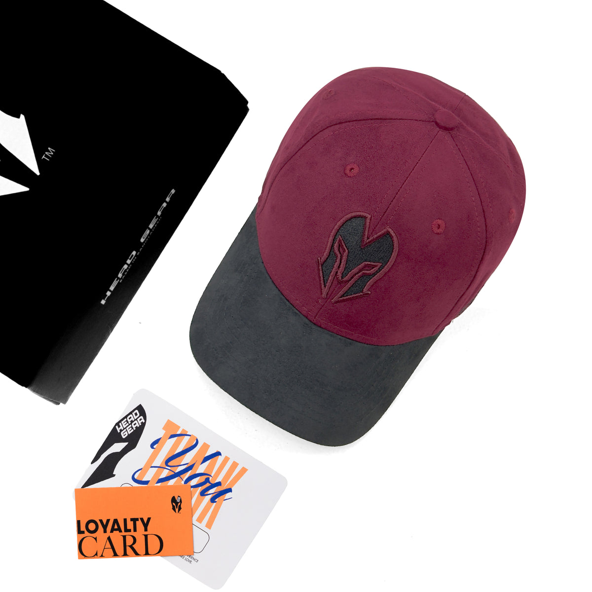 HEAD GEAR BURGUNDY & BLACK REDEFINED SUEDE CAP