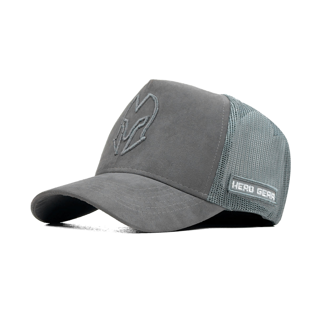 HEAD GEAR GREY SUPER SUEDE TRUCKER CAP