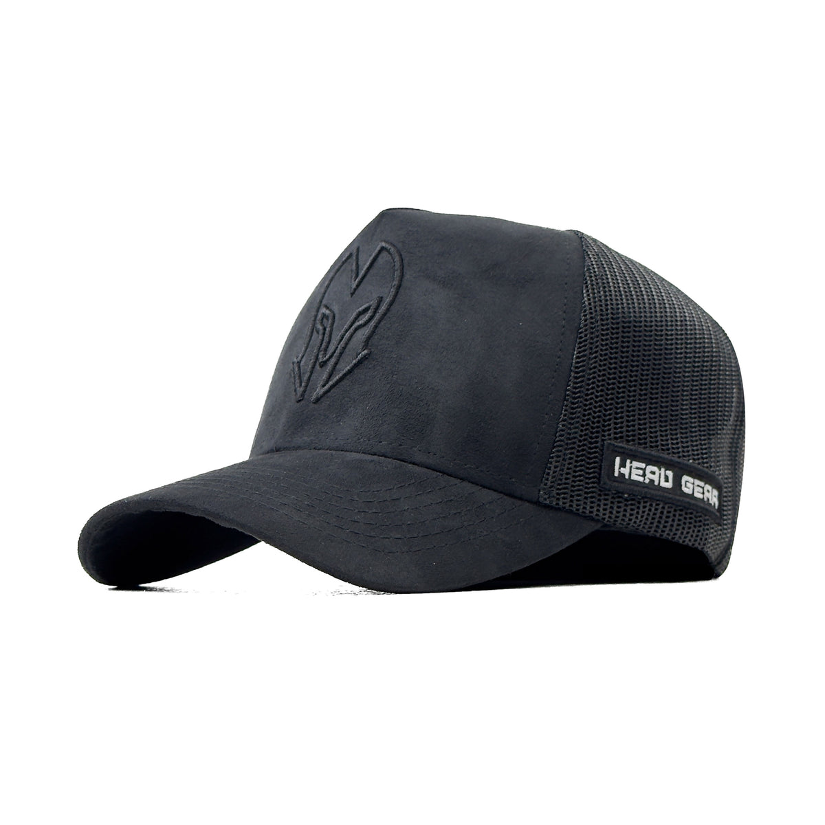 HEAD GEAR BLACK SUPER SUEDE TRUCKER CAP