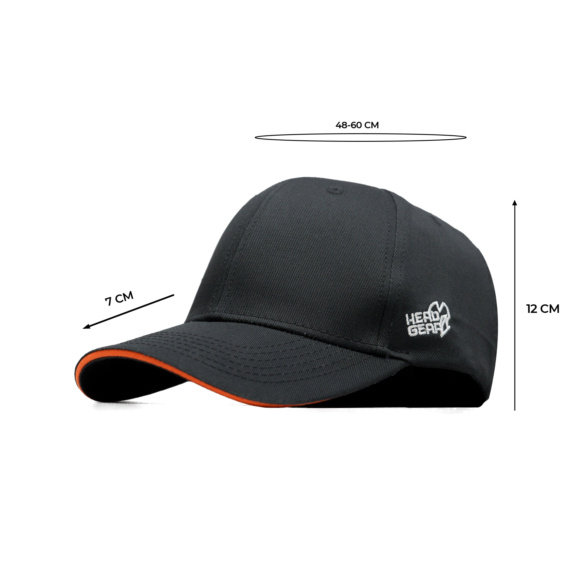 HEAD GEAR BLACK WITH ORANGE SANDWICH STRUCTURED CAP
